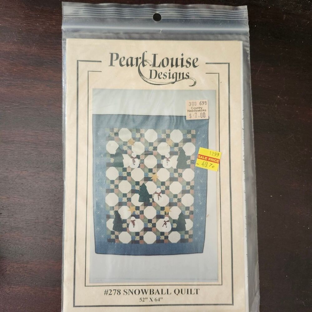 Pearl Louise Designs #278 Snowball Quilt 52"x64" Winter Holiday Applique Pattern